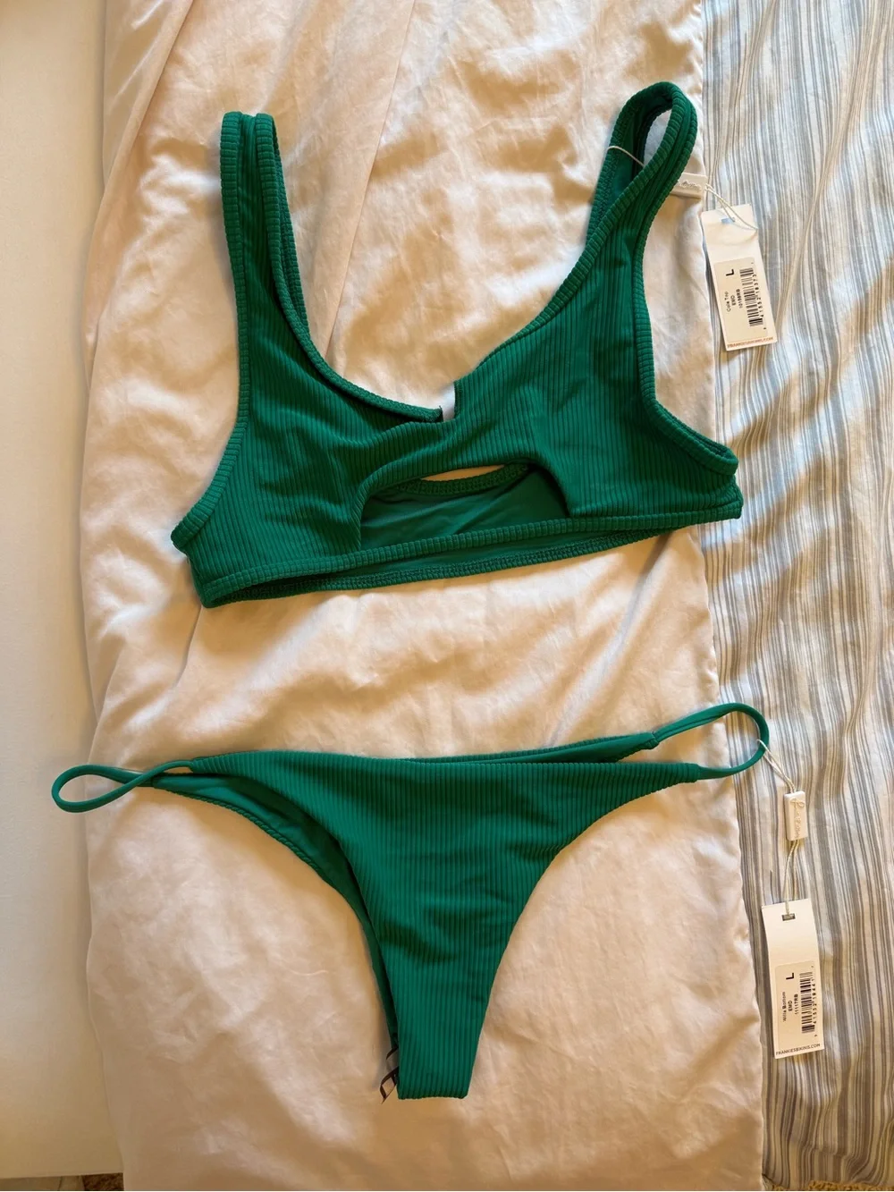 Frankie's Bikinis Emerald Ribbed Tank Top NWT
